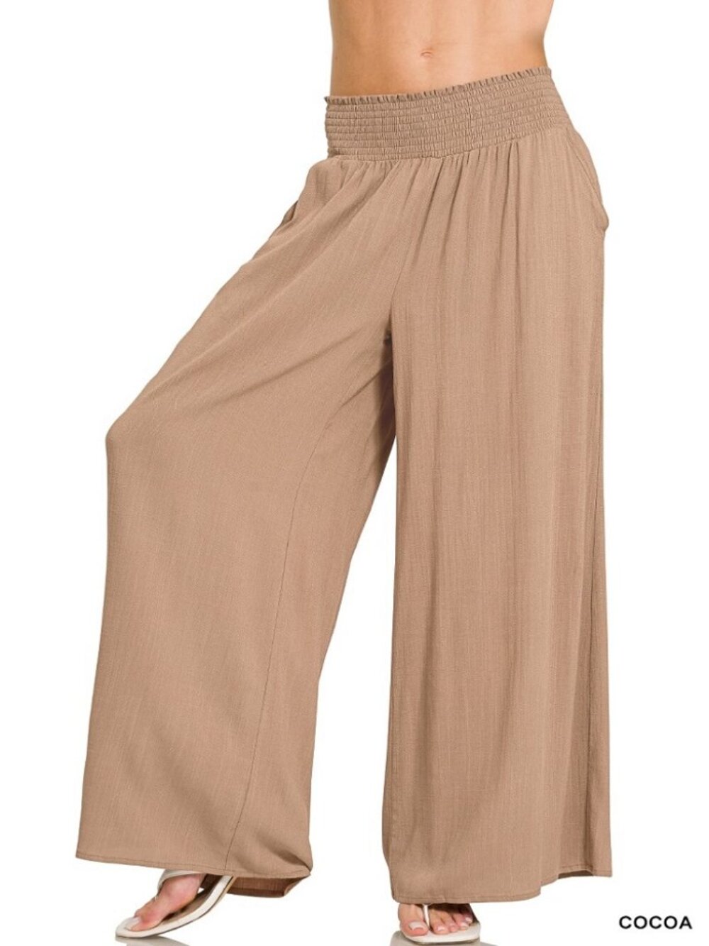 Relaxed Elegance Smocked Waist Wide-Leg Pants - Picture 3 of 3
